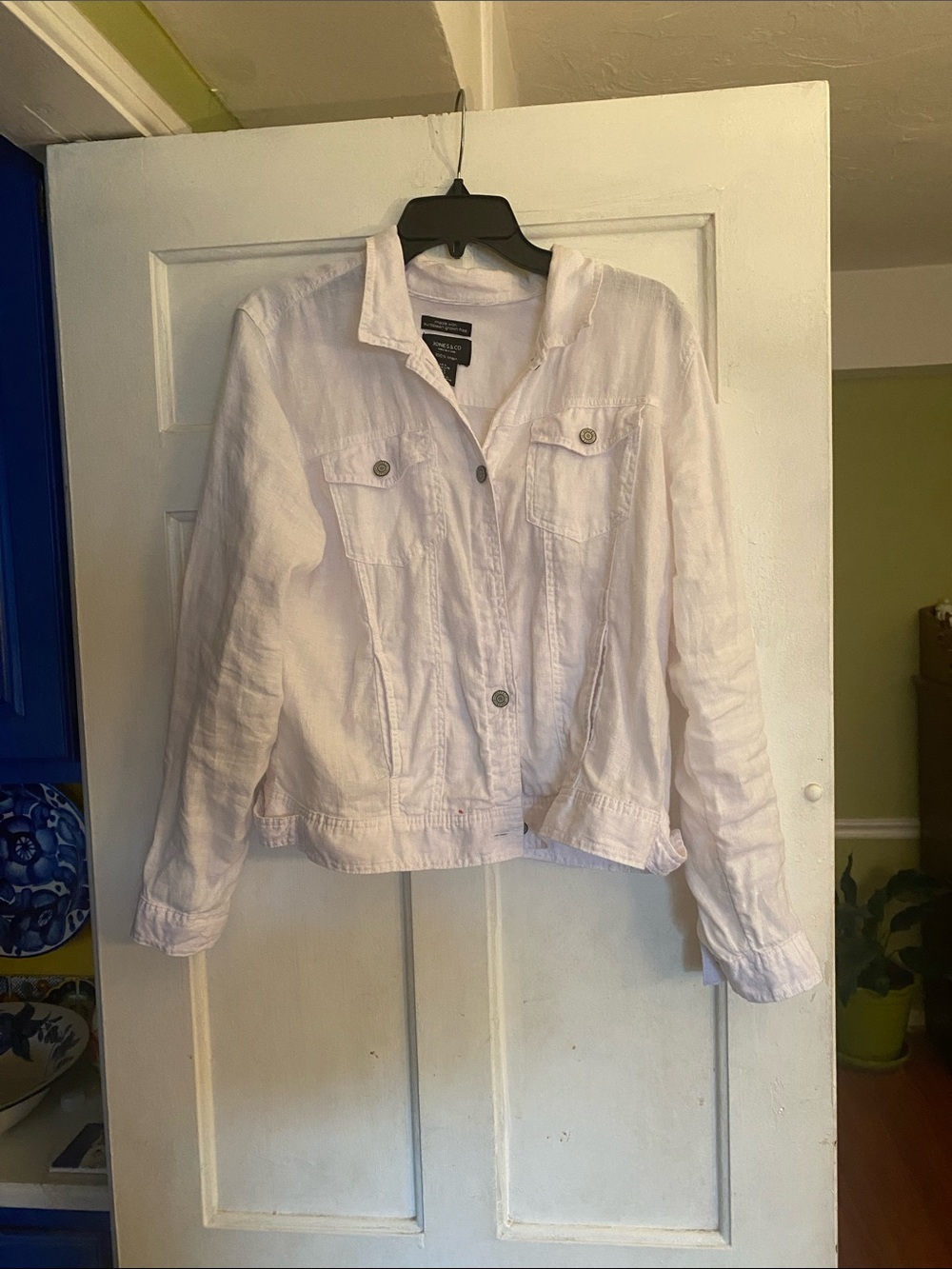 Jones & CO White Linen Jacket.  Size L